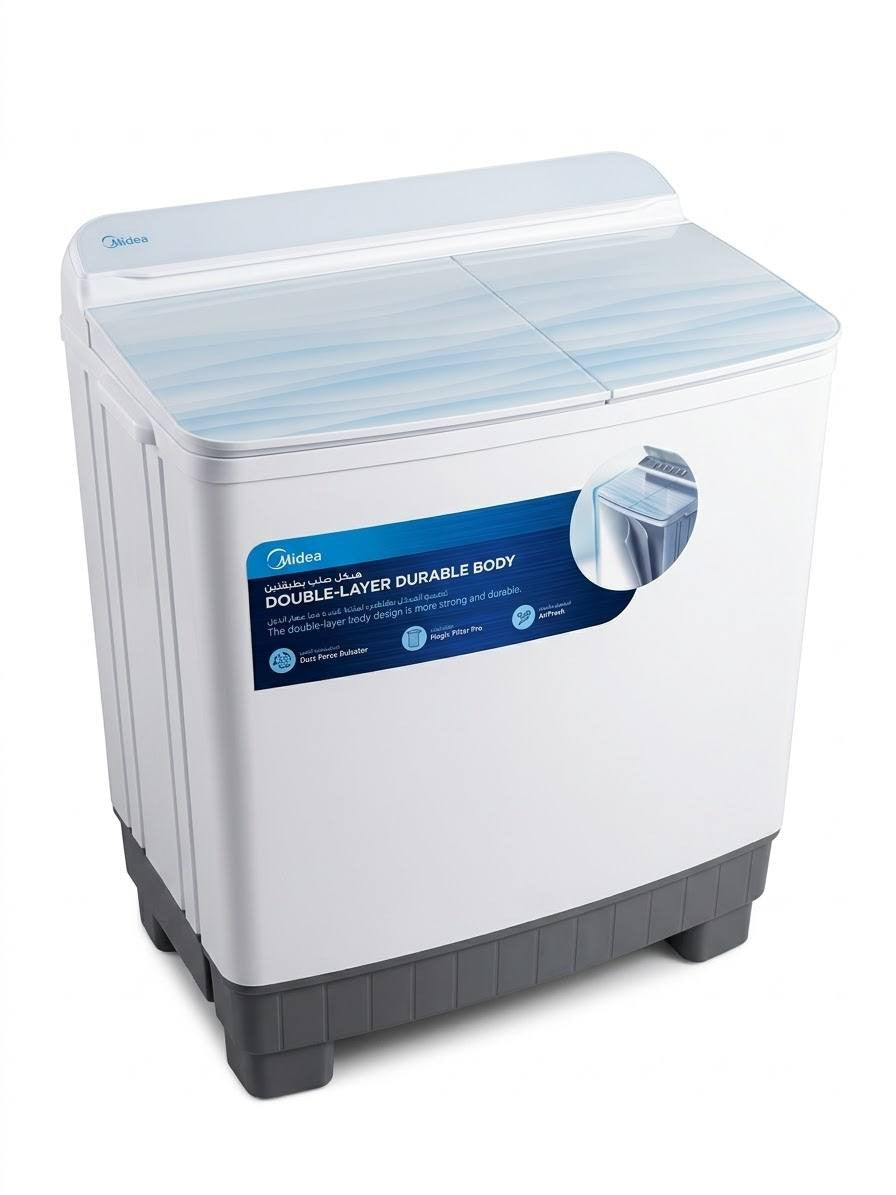 غسالة ميديا حوضين سعة 16 كغم طراز MT200W120/W